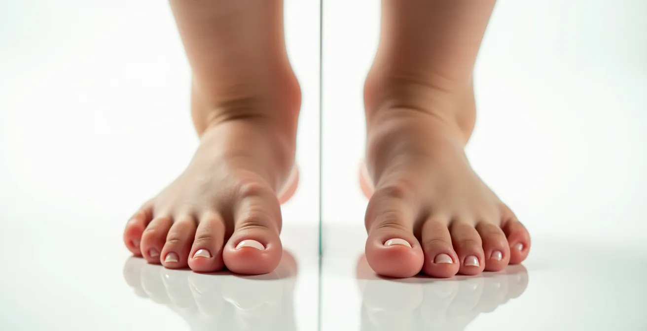Vue comparative d'un pied d'enfant et d'un pied adulte montrant les différences structurelles