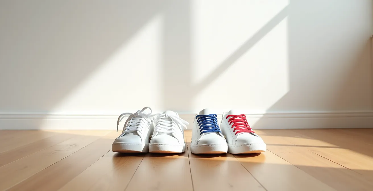 Transformation de baskets classiques avec lacets élastiques colorés